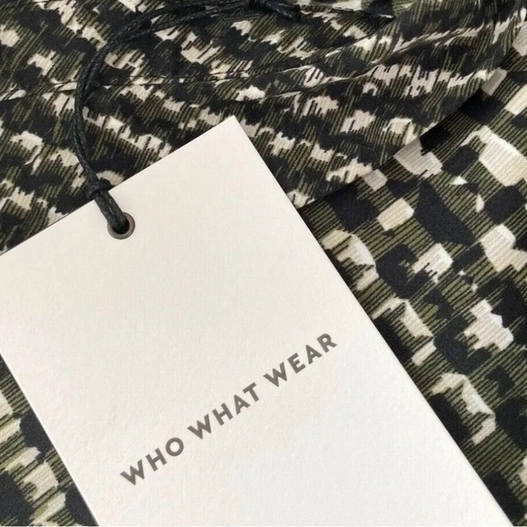 Who What Wear Womens Blouse Top Medium Black Green Houndstooth Business Casual - Picture 12 of 12